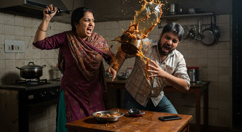 Wife Attacks Husband in Auraiya for Stopping Phone Call: Throws Tea, Hits with Hot Utensil