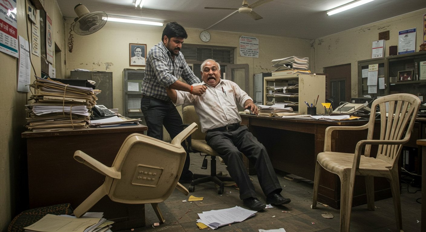 UP: Contractor's Horrific Act in PWD Office! Clerk Dragged From Chair, Beaten; Video Goes Viral