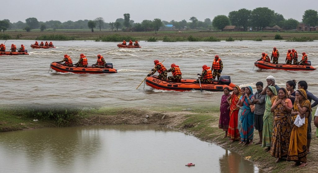 Double Tragedy in Bahraich: Boy Drowns in Pond, Woman Swept Away in River; NDRF Engaged in Rescue Operations
