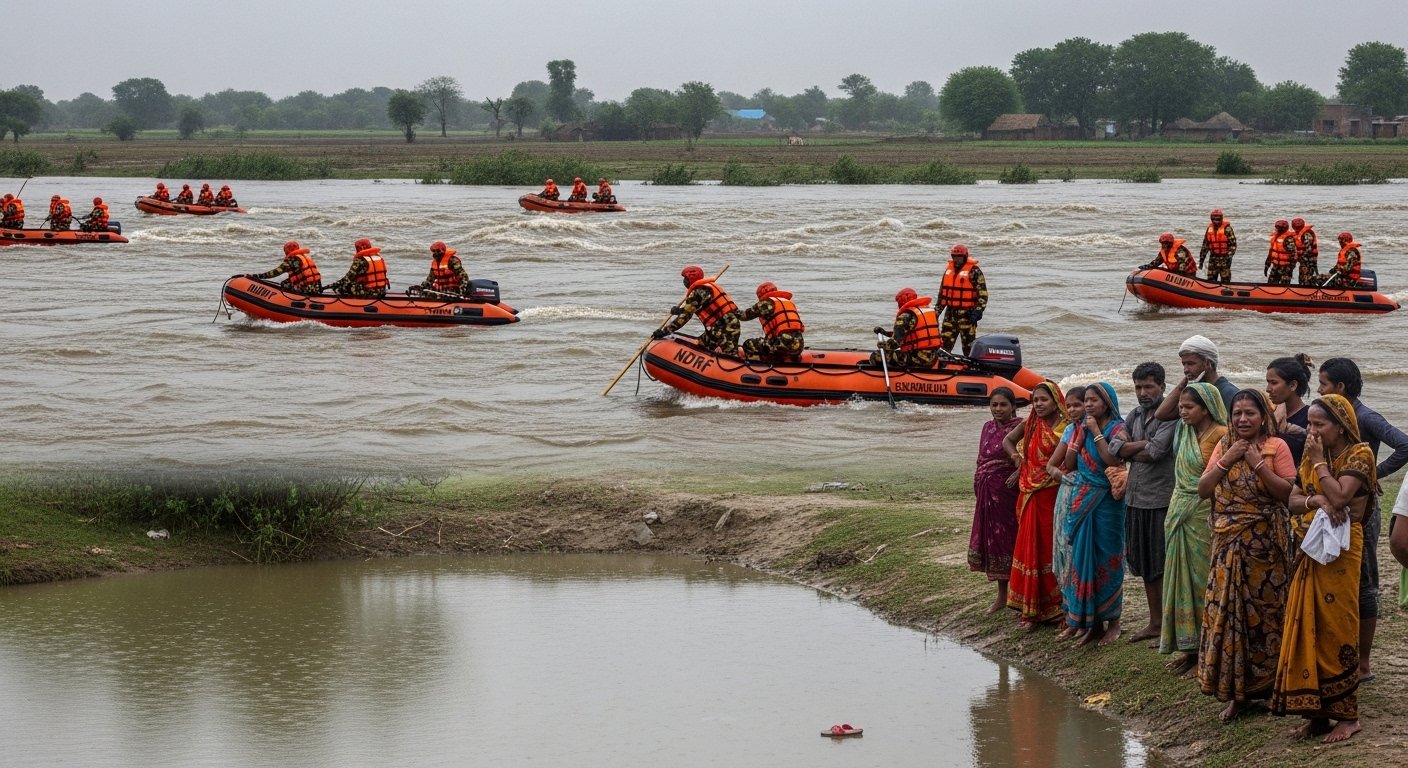 Double Tragedy in Bahraich: Boy Drowns in Pond, Woman Swept Away in River; NDRF Engaged in Rescue Operations