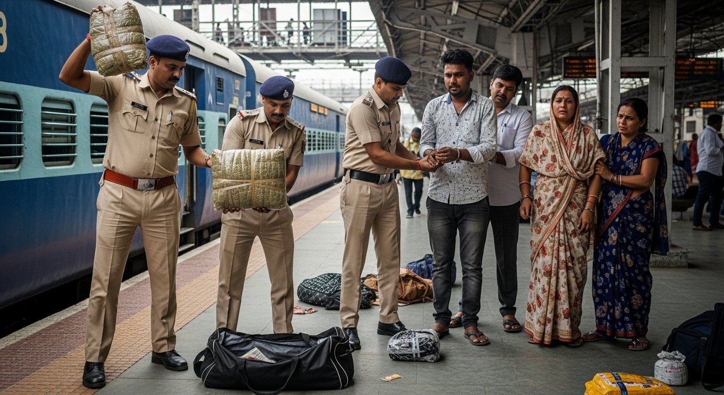 Major Operation at Banda Railway Station: Four Ganja Smugglers, Including Hamirpur Couple, Arrested