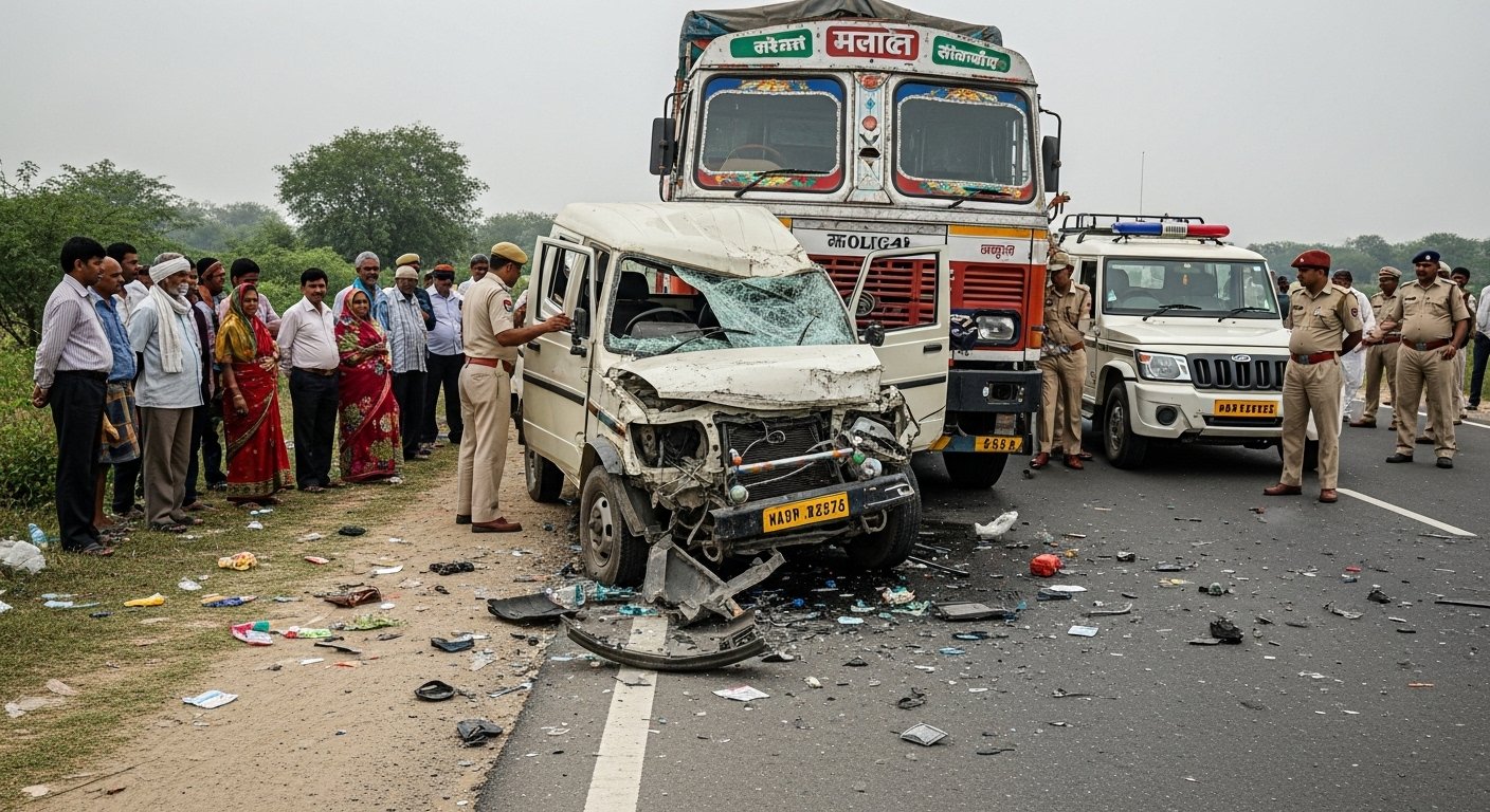 Horrific Road Accident in Barabanki: DCM Collides with Parked Truck, Teenage Girl Run Over; Two Dead, One Injured