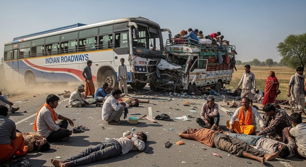 Horrific Accident in Barabanki: Roadways Bus Mows Down Pilgrims' Pickup, Over 35 Injured, 10 Critical