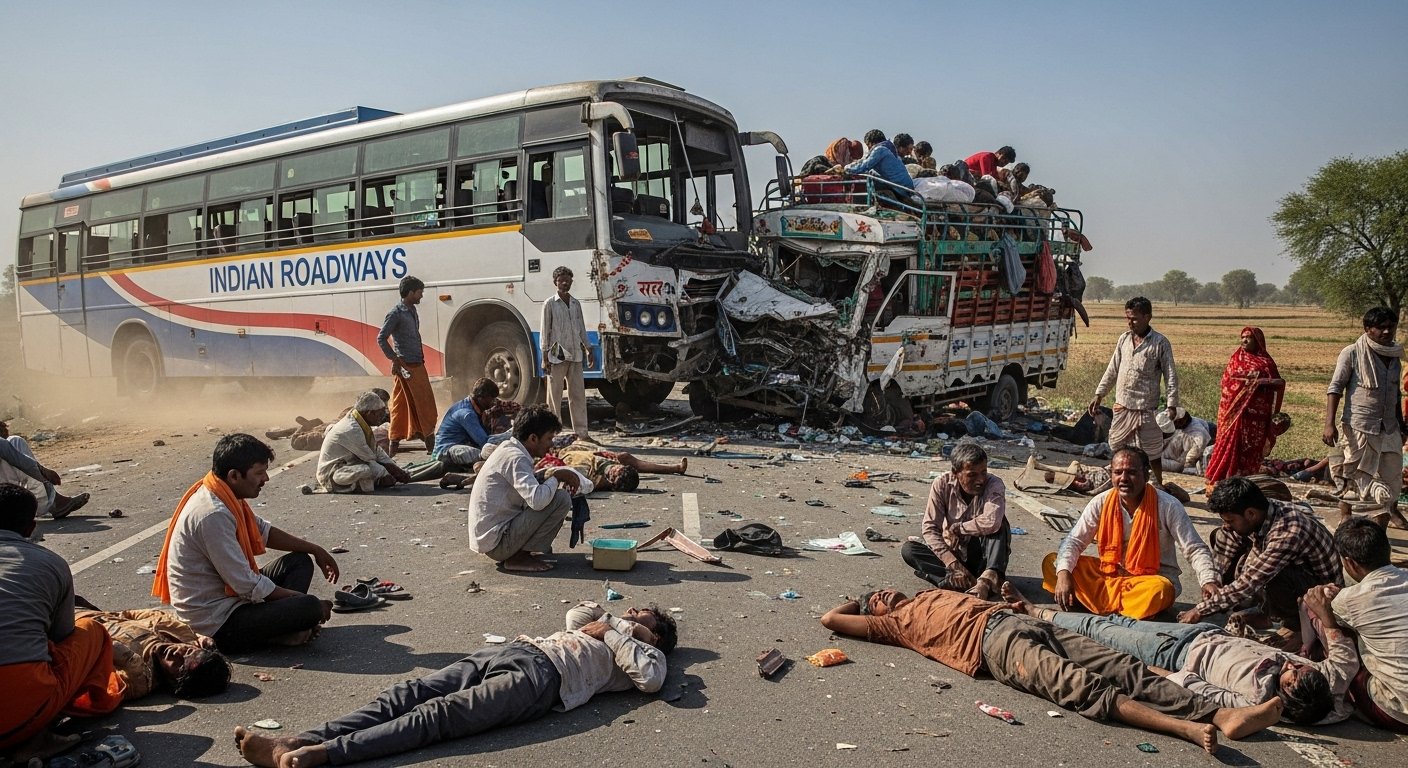 Horrific Accident in Barabanki: Roadways Bus Mows Down Pilgrims' Pickup, Over 35 Injured, 10 Critical