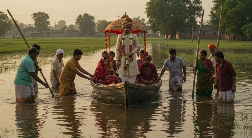 The Incredible Story of a Unique Baraat: Groom's Procession Leaves by Boat Amidst Floods in UP, Villagers Show Humanity