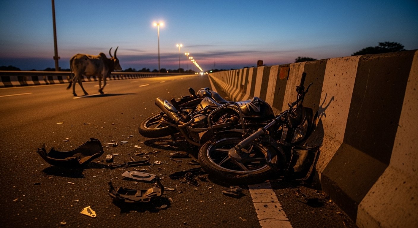 Bareilly: Bike Collides with Divider While Avoiding Bull, Young Man Who Became Father 15 Days Ago Dies Tragically