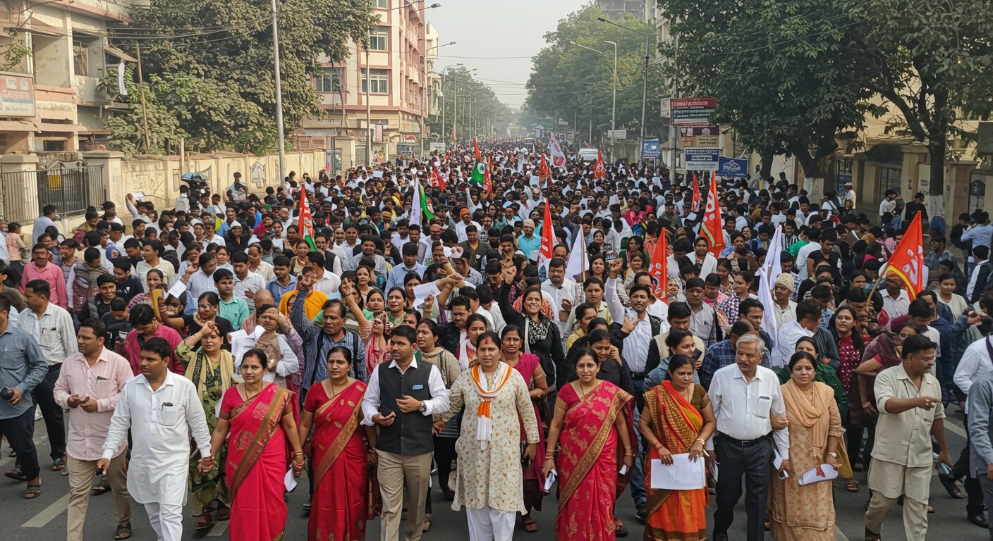 Teachers and Employees in Bareilly Took to the Streets for Restoration of Old Pension, Submitted Memorandum to District Magistrate