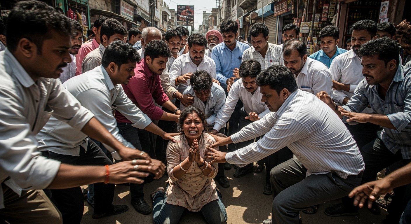 Humanity Shamed in Bareilly: Mob Brutally Beats Young Woman Mistaking Her for Thief, Ignoring Pleas for Mercy