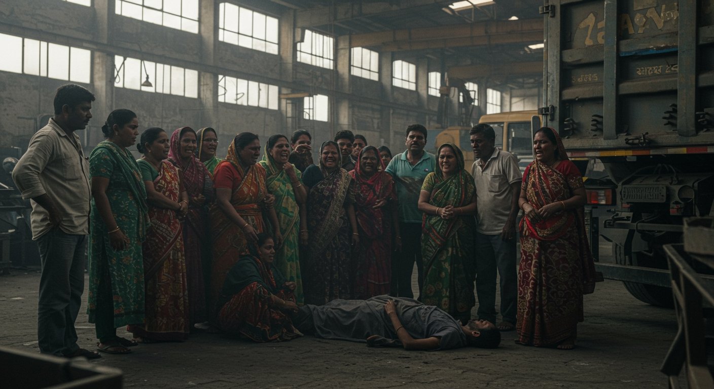 Bareilly: Worker crushed to death by truck in factory; family protests, blocks removal of body for four hours.