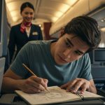 Boy Captivated by Beautiful Air Hostess, Draws Stunning Sketch Mid-Flight; Video Wins Millions of Hearts
