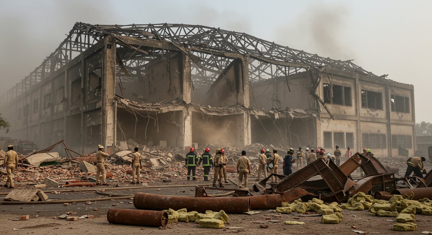 Massive Explosion in Mohali Industrial Area: 2 Dead, 3 Seriously Injured; Factory Roof Blown Off, Debris Scattered Up to 1 Kilometer