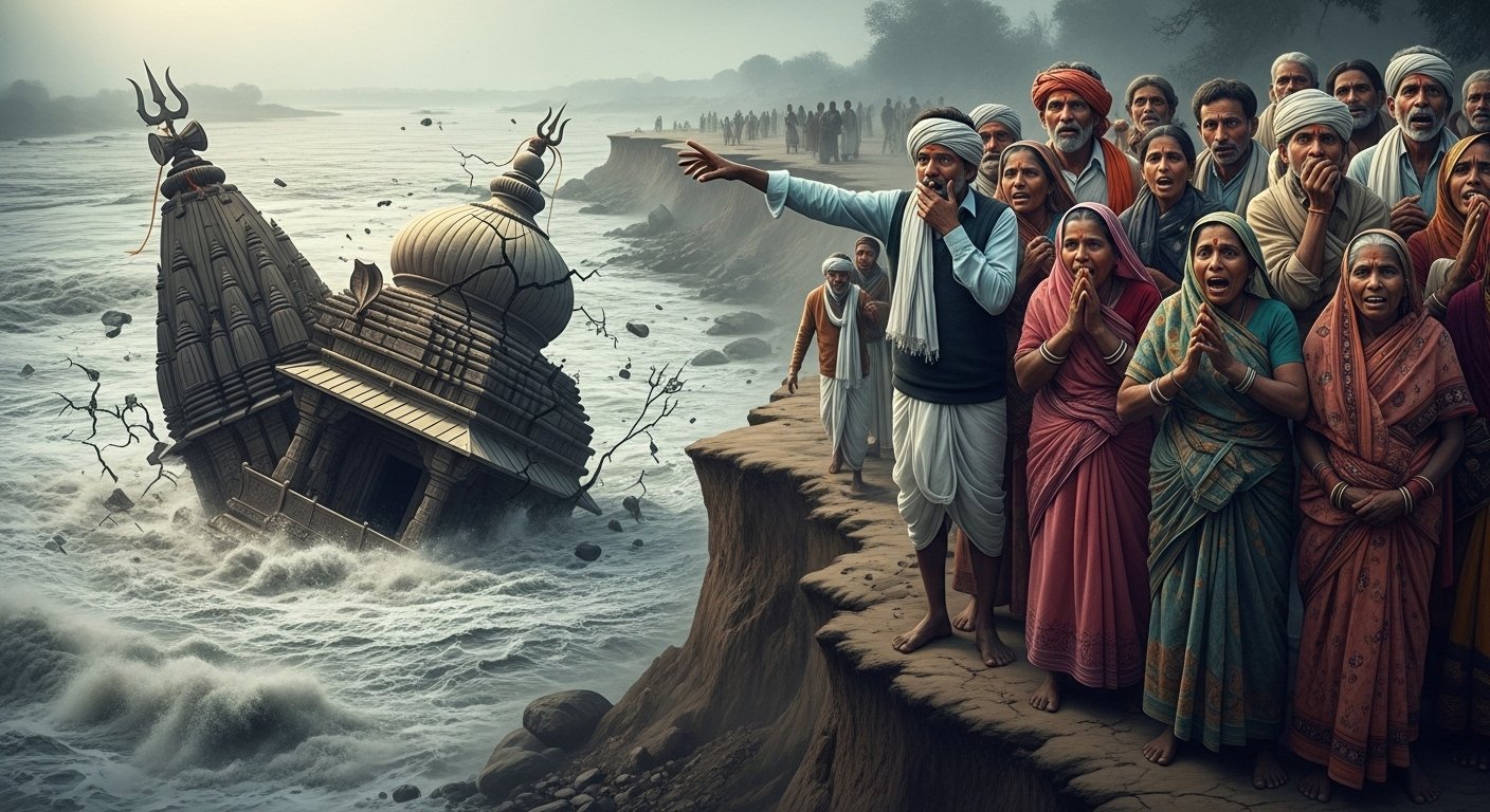 Fierce Form of Ganges in Budaun: Centuries-Old Shiva Temple Engulfed by Erosion, Villagers in Uproar!