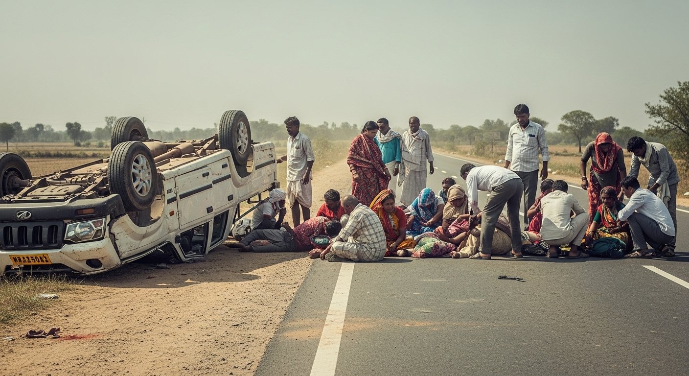 Havoc on Badaun-Meerut Highway: 13 funeral-goers seriously injured after loader overturns