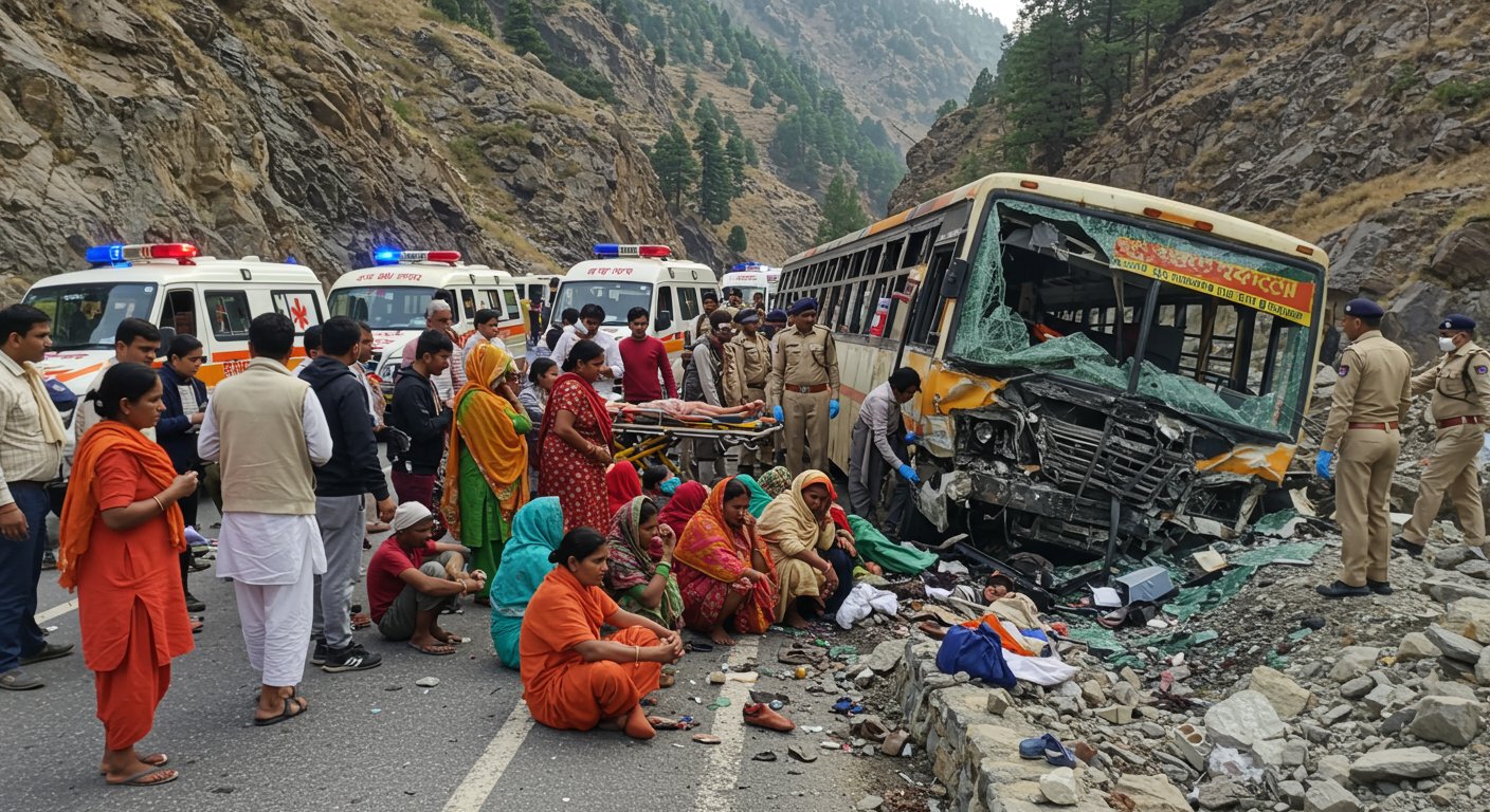 Bus carrying devotees from Amroha to Vaishno Devi crashes in Jammu: One dead, over 20 injured, mourning in the area