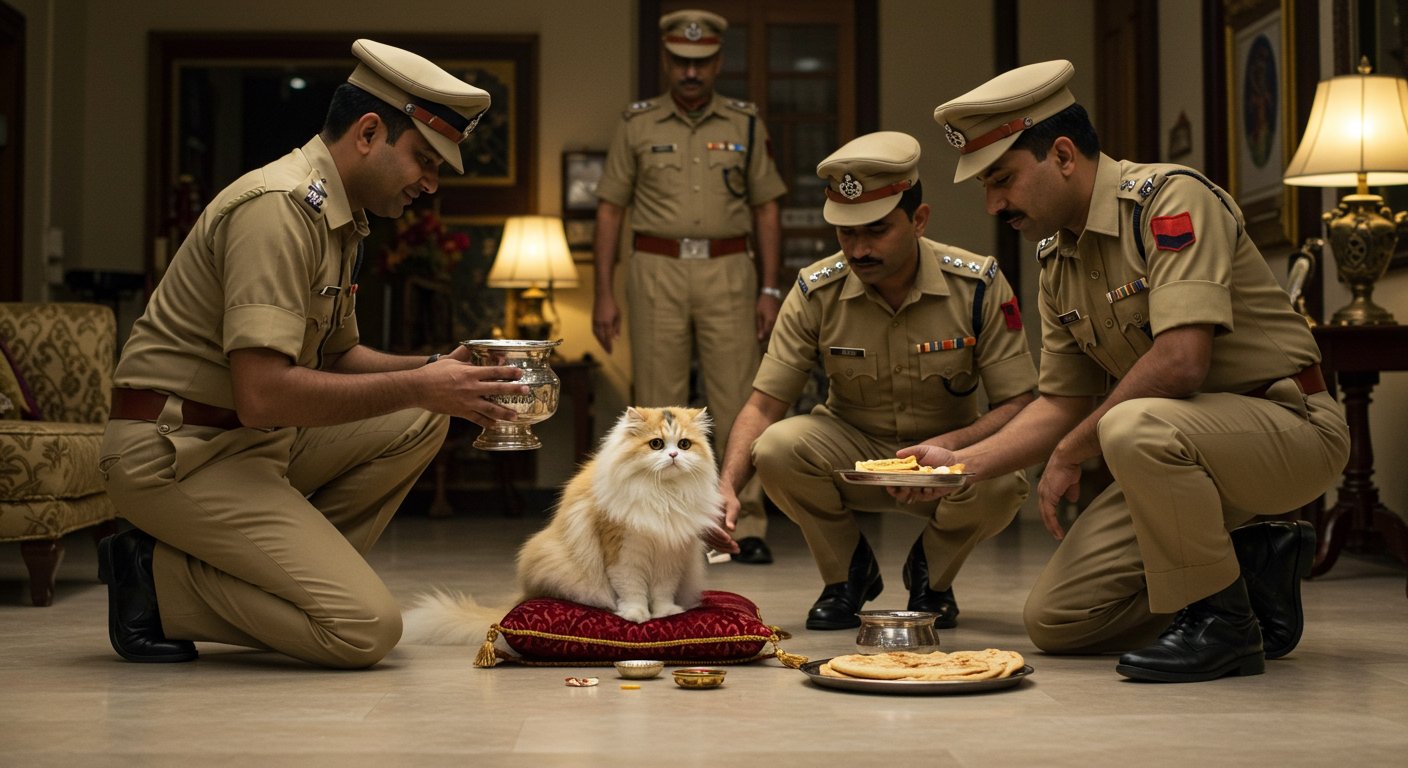The SP's Cat: Four Policemen Serving 'Cat Madam'; Incident Goes Viral, Public Outraged