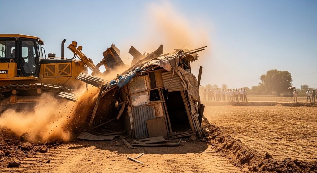 Bulldozer of Justice! Chandan Sharma Murder Case: Hut of accused's helper demolished, illegal occupation removed from barn.