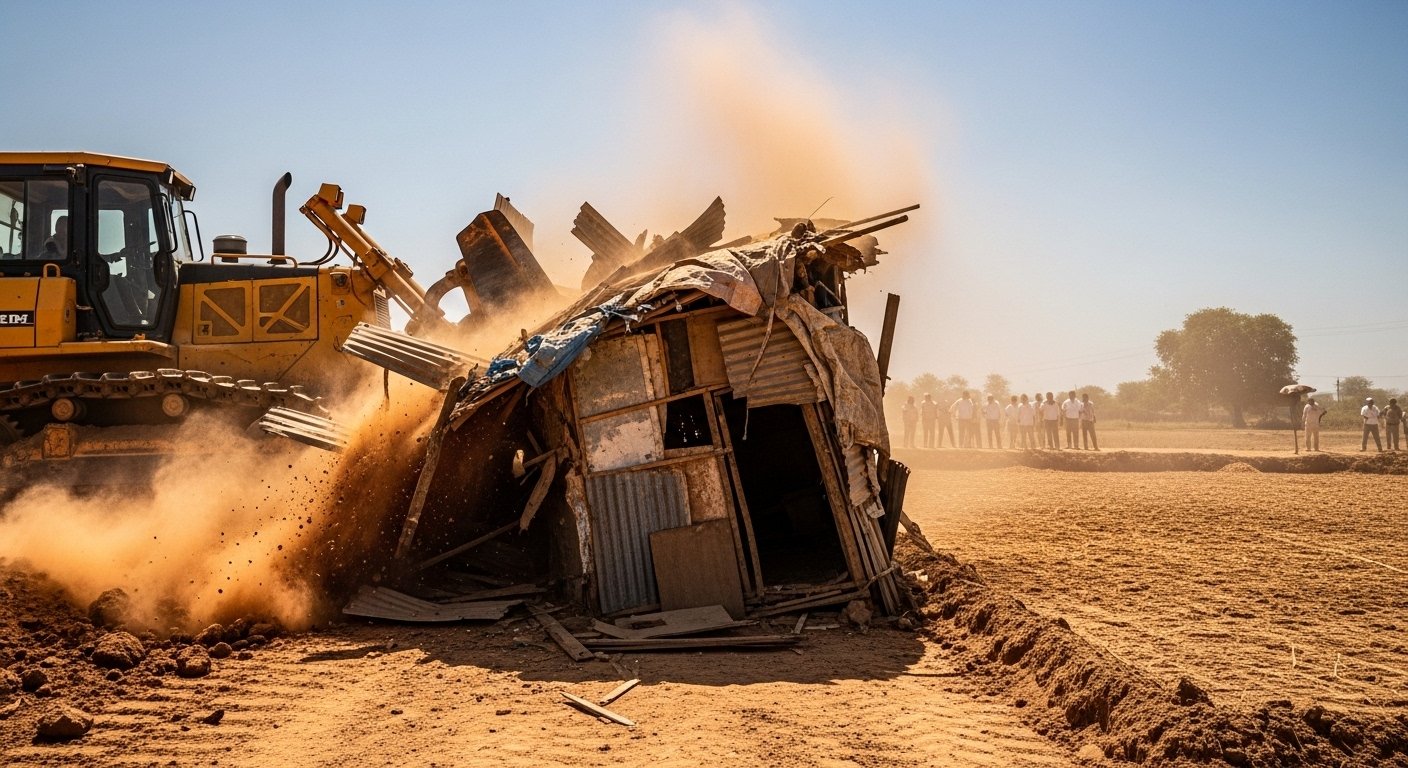 Bulldozer of Justice! Chandan Sharma Murder Case: Hut of accused's helper demolished, illegal occupation removed from barn.