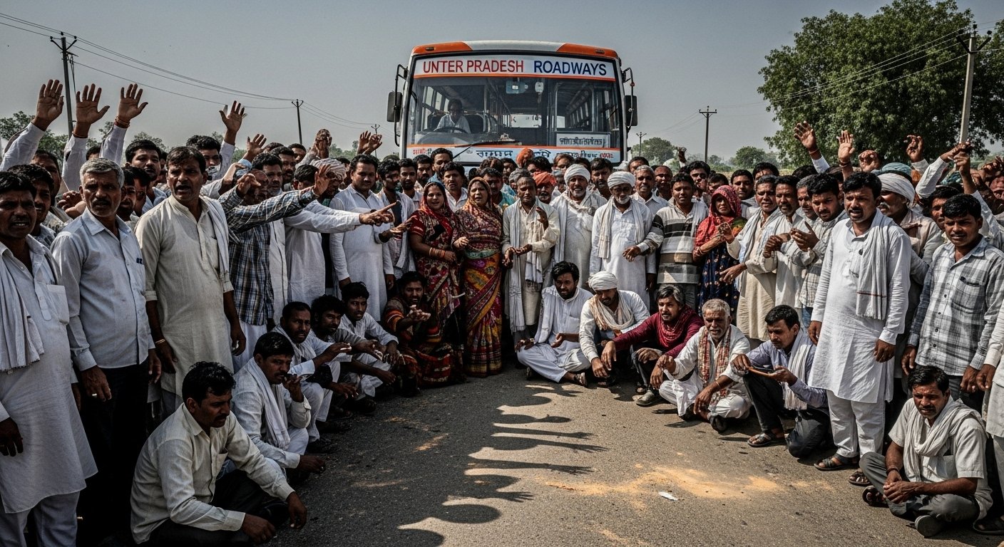 Horrific Accident in Sambhal, UP: Roadways Bus Crushes Innocent Child, Villagers' Anger Erupts, Highway Blocked