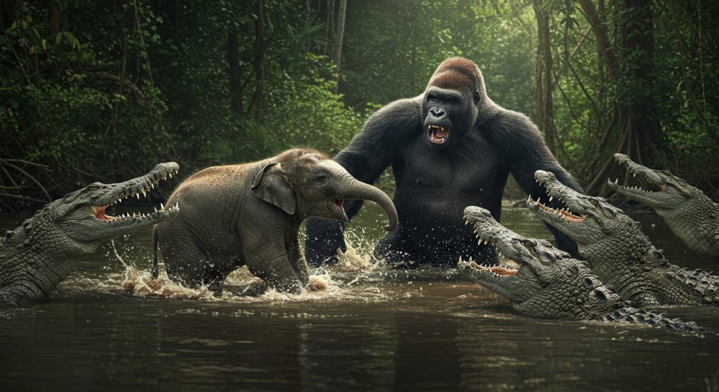 The Truth Behind the Viral AI Video: A Gorilla Saving a Baby Elephant Surrounded by Crocodiles? The Reality Will Shock You!