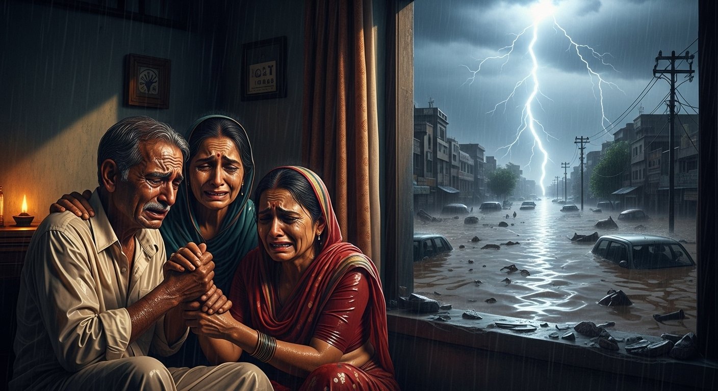 Uttar Pradesh: Torrential Rains Wreak Havoc, City Submerged, Youth Killed by Lightning, Family Devastated by Tragedy
