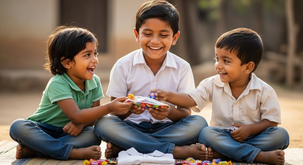 Poor Child Receives Gifts: Clothes and Chocolates, Then Shares Happiness with Siblings, Video Goes Viral