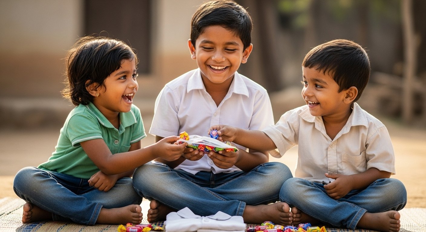 Poor Child Receives Gifts: Clothes and Chocolates, Then Shares Happiness with Siblings, Video Goes Viral