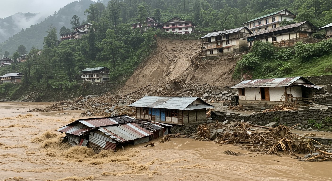 Kullu Devastated by Cloudburst, 3 Shops Washed Away; Government Quarters Collapse in Shimla Due to Landslide, Schools-Colleges Closed