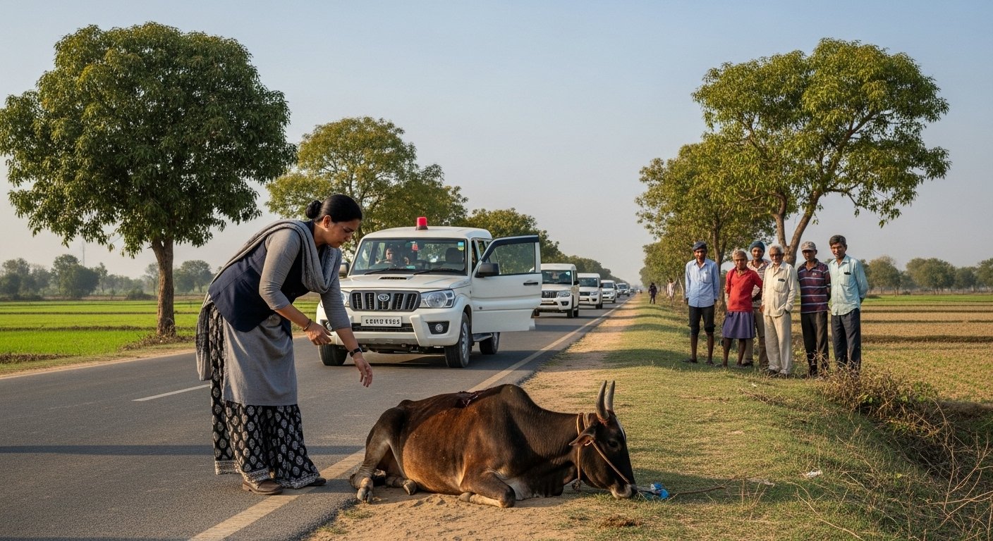 UP: SDM Stops Convoy After Seeing Cattle Suffering on Road, What He Did Next... People Praised Him Heavily