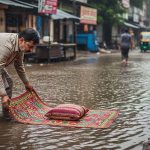 Angry Father Lays Mat and Pillow in Water-Logged Street After Daughter Falls: Video Goes Viral