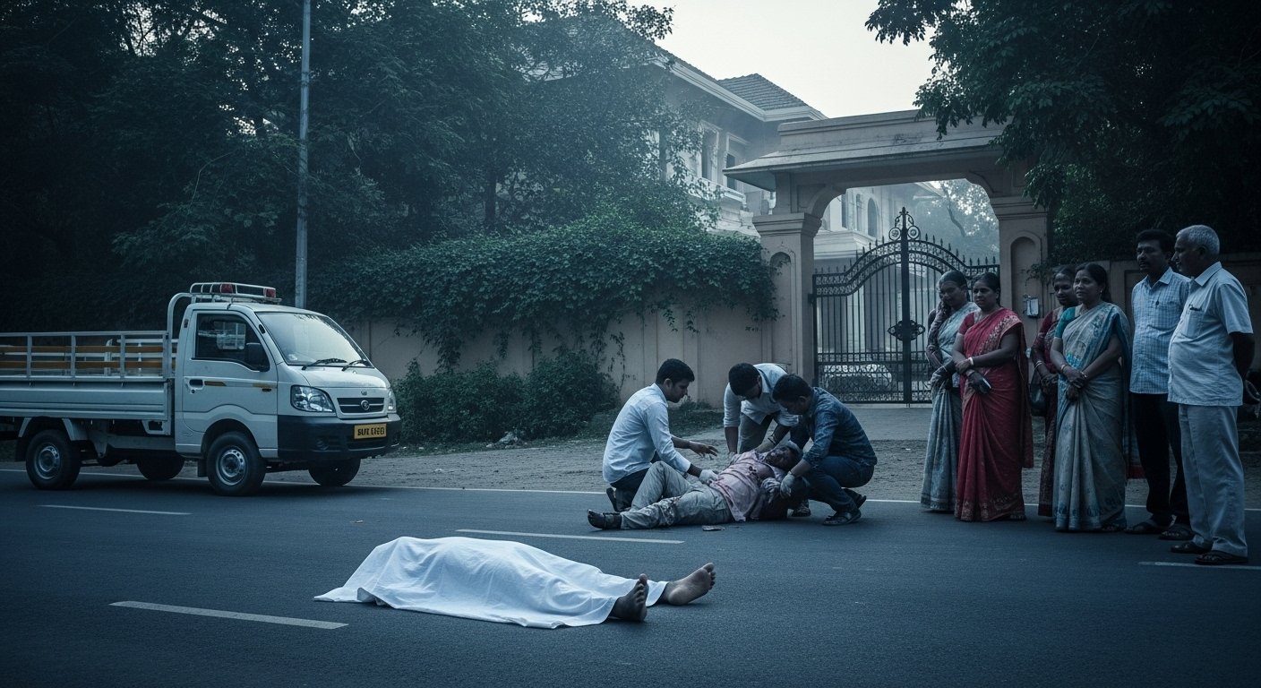 Tragic Accident Outside DM's Residence: Mini Truck Runs Over Couple, Wife Dead; Husband Serious
