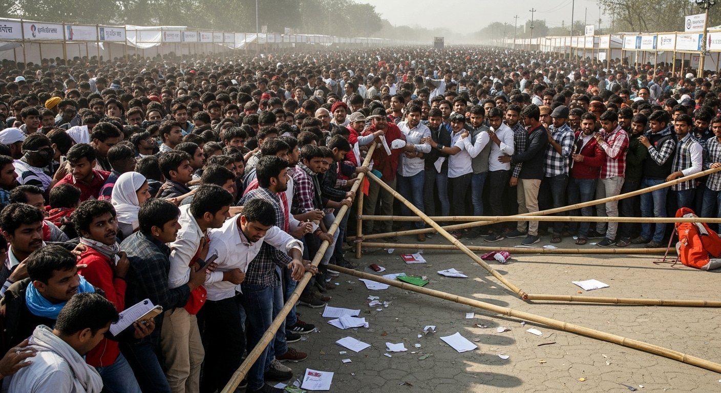 UP: Stampede breaks out at Mega Job Fair, youth crowd goes out of control for jobs.