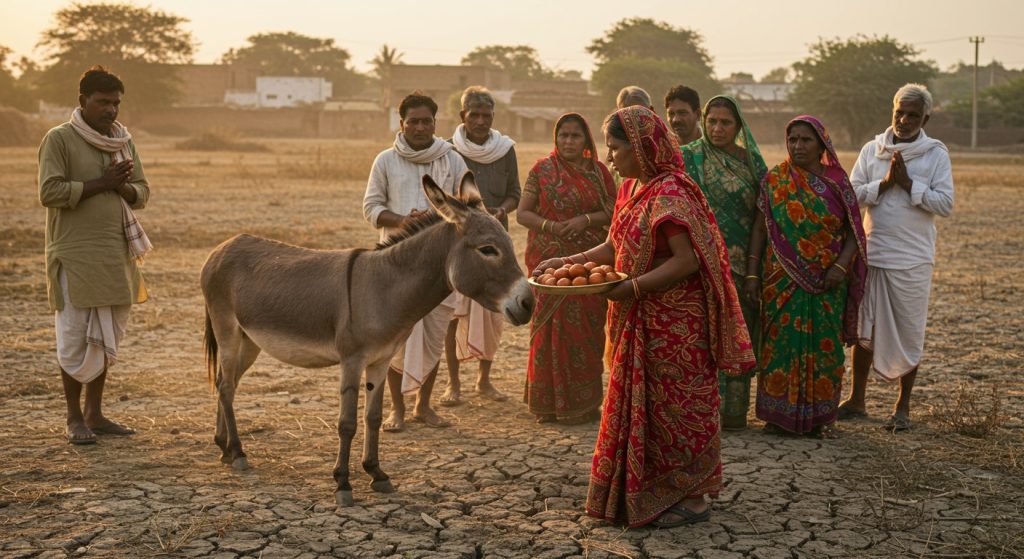 Unique Ritual for Drought Relief: Villagers Fed Donkey a Gulab Jamun Feast, Video Goes Viral