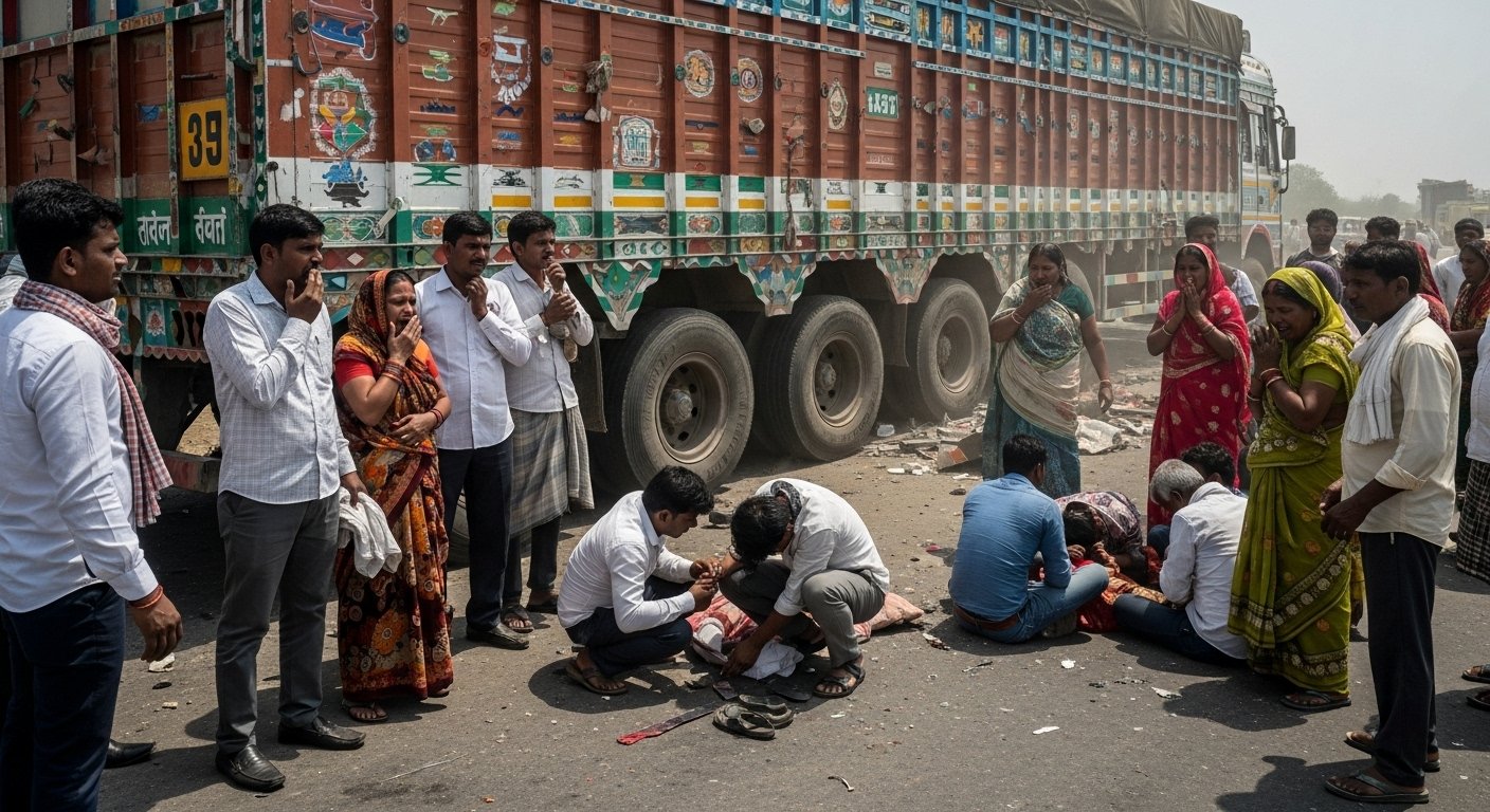 Horrific Accident in UP: Trailer Crushes Mother-Son, Bodies Ripped to Shreds; Three Including Husband Seriously Injured
