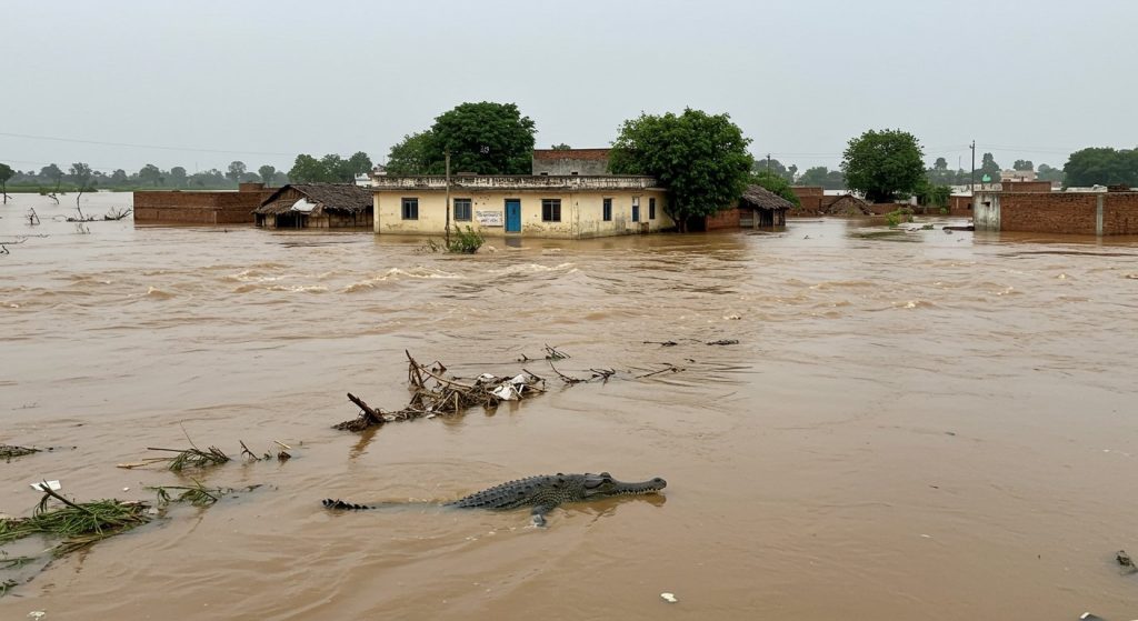 Chambal's Devastating Form in UP: Floods Wreak Havoc, Schools Submerged, Crocodiles Enter Villages, Hundreds of Homes Evacuated