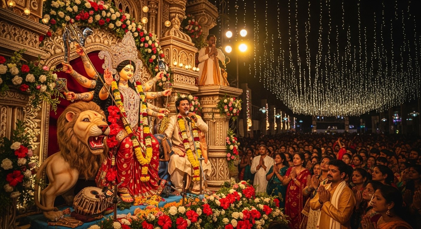 Flood of Devotion at Durga Kund Music Festival; Mother's Abode Echoed with Manoj Tiwari's Bhajans