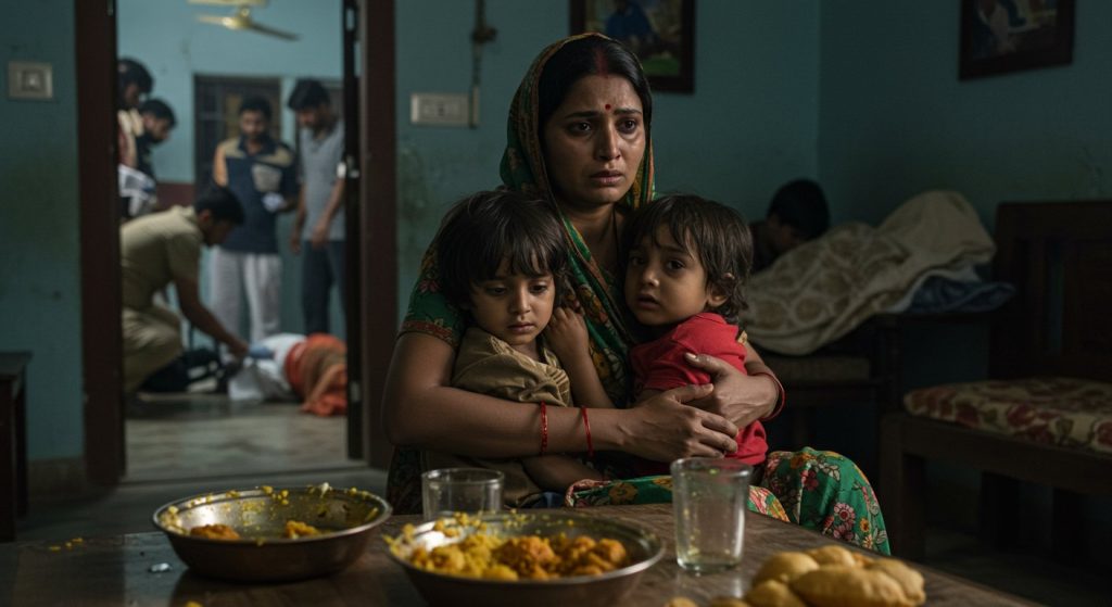 Horrific Accident After Eating Kadhi-Chawal in Mathura: Husband Dies, Wife and Two Children Hospitalized; Commotion Ensues