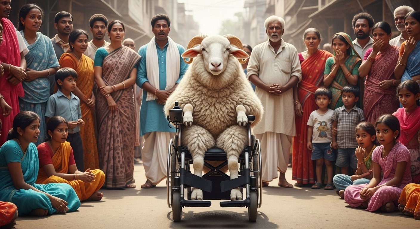 Paralysed Sheep Drives Electric Wheelchair; Those Who Saw It Quit Meat!