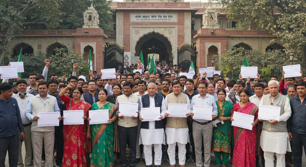 Major Employees' Agitation in UP: Protest at Deputy CM's Residence Demanding Old Pension and Earned Leave