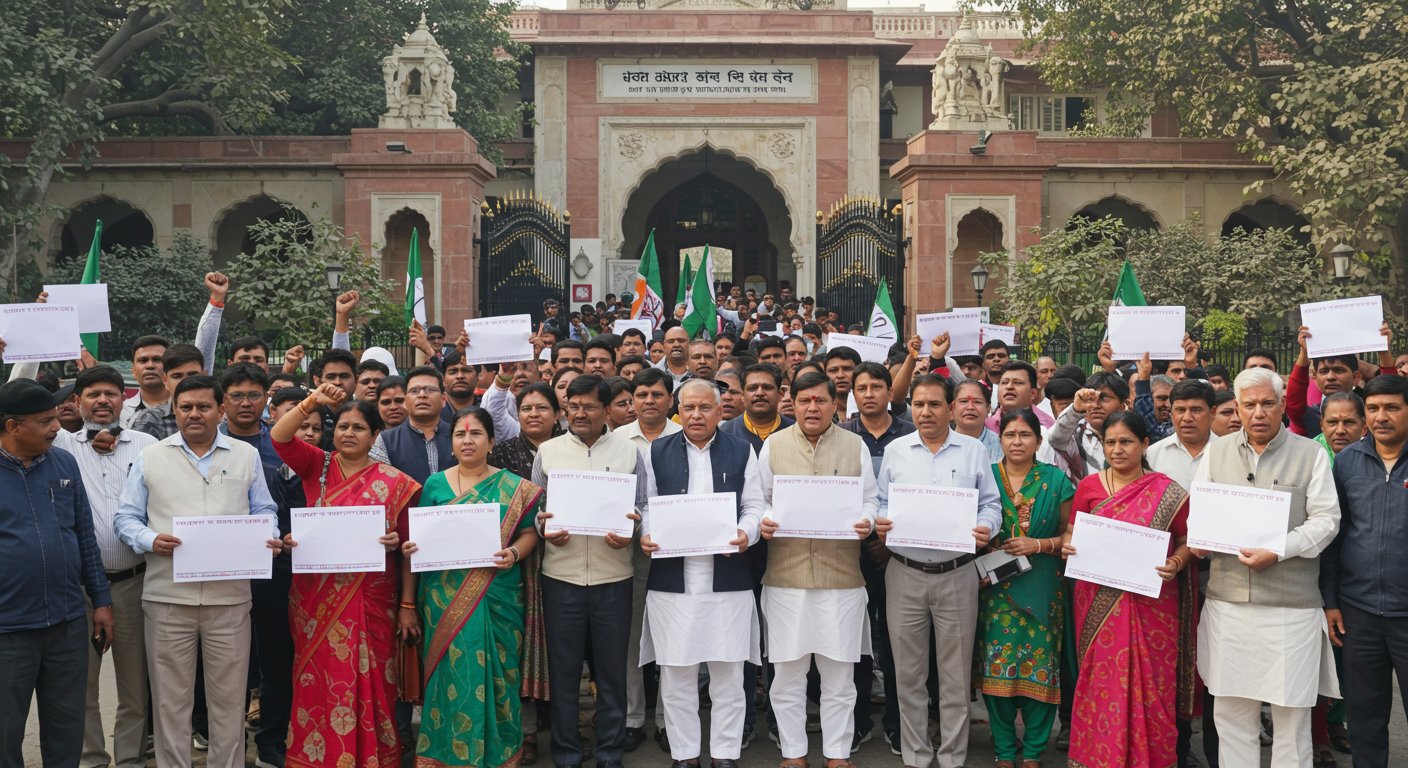 Major Employees' Agitation in UP: Protest at Deputy CM's Residence Demanding Old Pension and Earned Leave