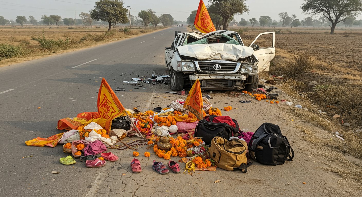 Horrific Road Accident in Etah: 11 Pilgrims, Including 7 Children, Killed Returning From Khatu Shyam