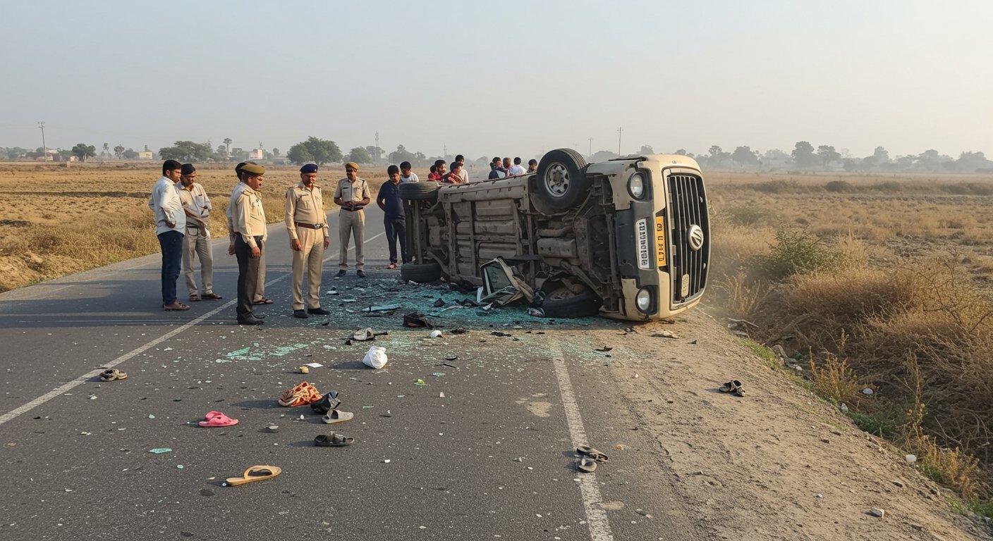 यूपी: खाटू श्याम से लौटते एटा के श्रद्धालुओं की पिकअप पलटी, 7 मासूमों सहित 11 की दर्दनाक मौत