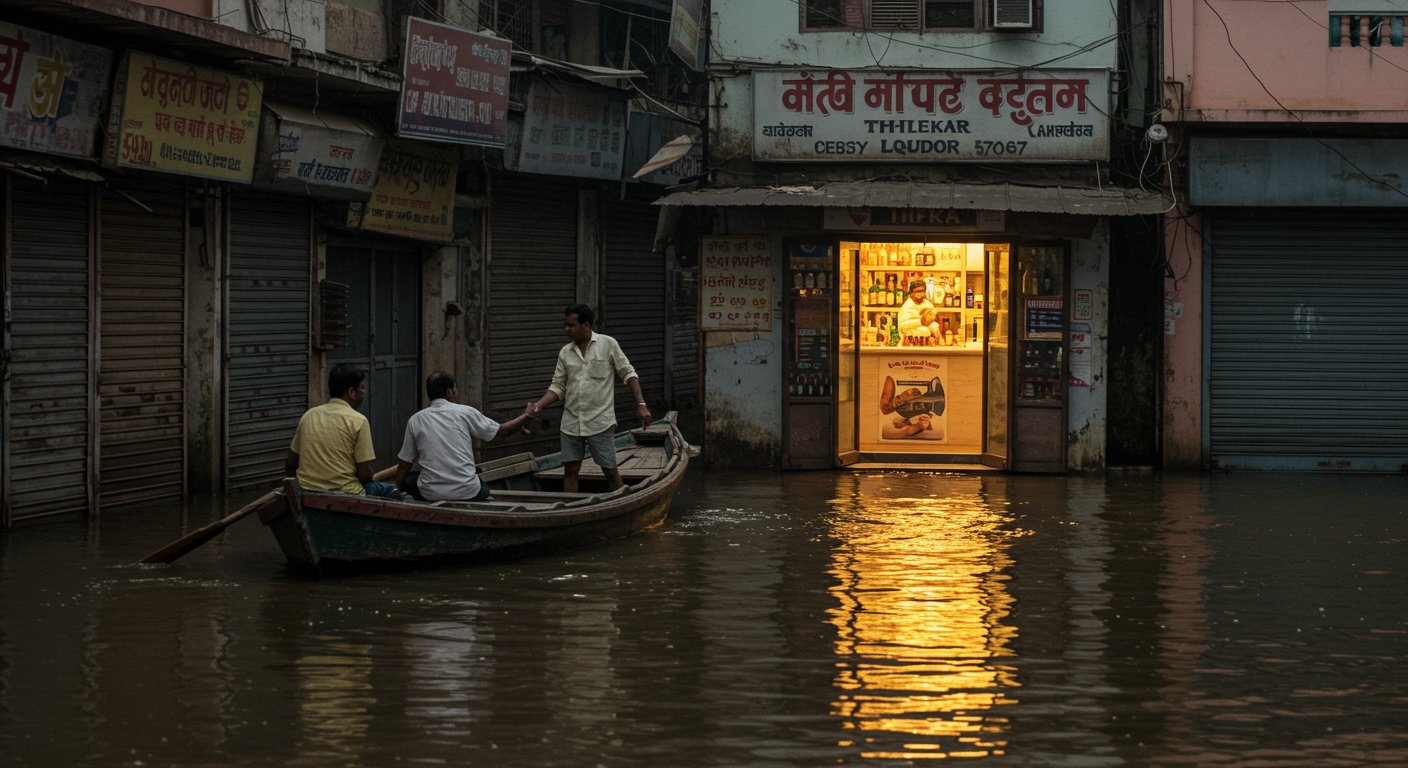 Shops Closed in Floods, Liquor Store Open: People Arrive by Boat to Buy Alcohol, Video Goes Viral