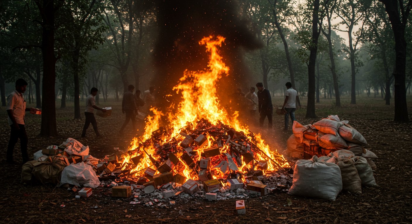 UP: Drug Mafia Burns Crores Worth of Fake Medicines in Forest to Destroy Evidence Amid STF Probe