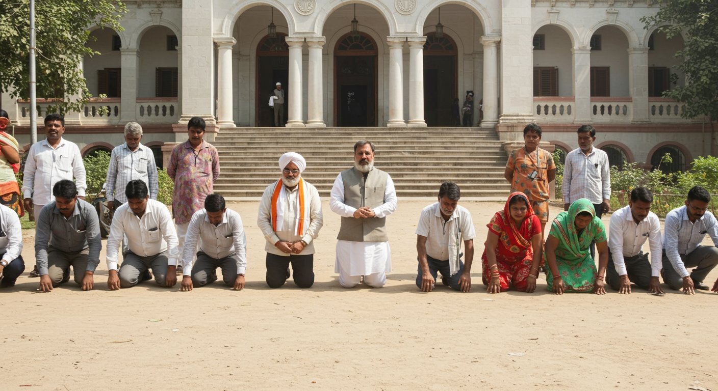 UP: Farmer Leader Becomes Voice of Nagar Panchayat Workers, Reaches Collectorate on Knees