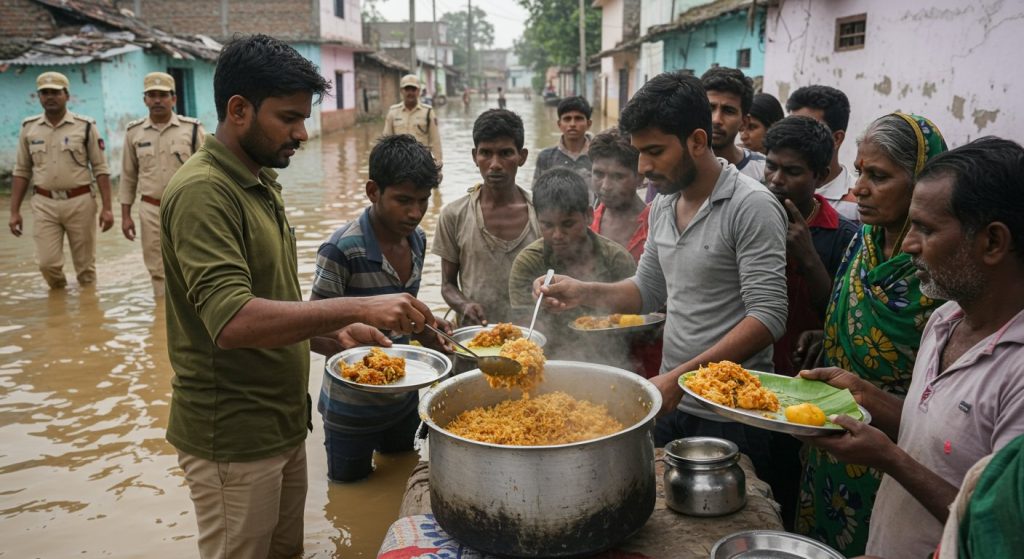 Farrukhabad: Mutton Biryani Distributed to Flood Victims on Janmashtami, Two Arrested Including Village Head's Son, Accused of Inciting Religious Sentiments