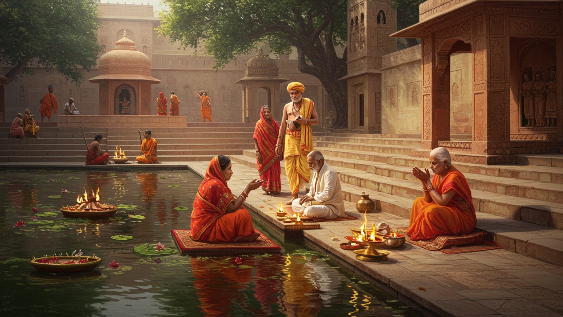 तर्पण क्या है पितरों को श्रद्धांजलि देने की विधि और महत्व illustration