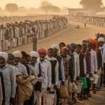 Long queues of farmers for fertilizer in Sonbhadra: Chaos continues, with crowds waiting since morning.