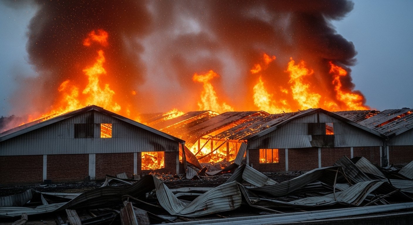 Uttar Pradesh: Massive Fire at Mushroom Centre Causes ₹25 Crore Loss, Flames Uncontrolled Even After 8 Hours
