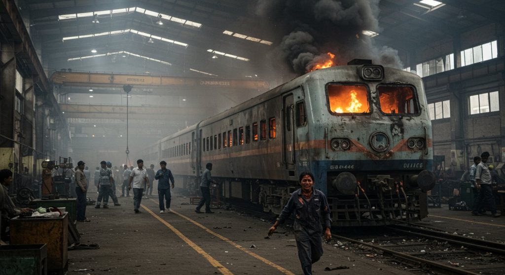 Massive Fire in Bareilly Railway Workshop: Woman Employee Seriously Burnt During Coach Repair