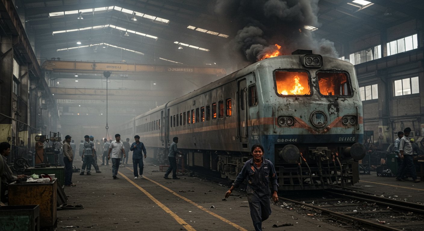 Massive Fire in Bareilly Railway Workshop: Woman Employee Seriously Burnt During Coach Repair